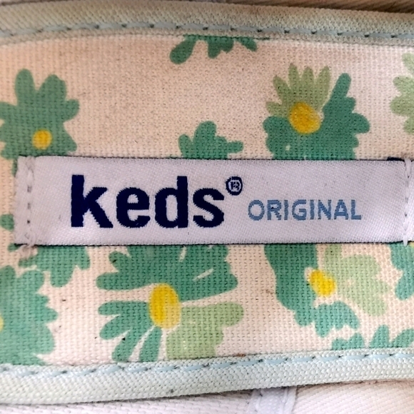 Keds Original Women's 8.5 White Green Floral Flats - Picture 12 of 15